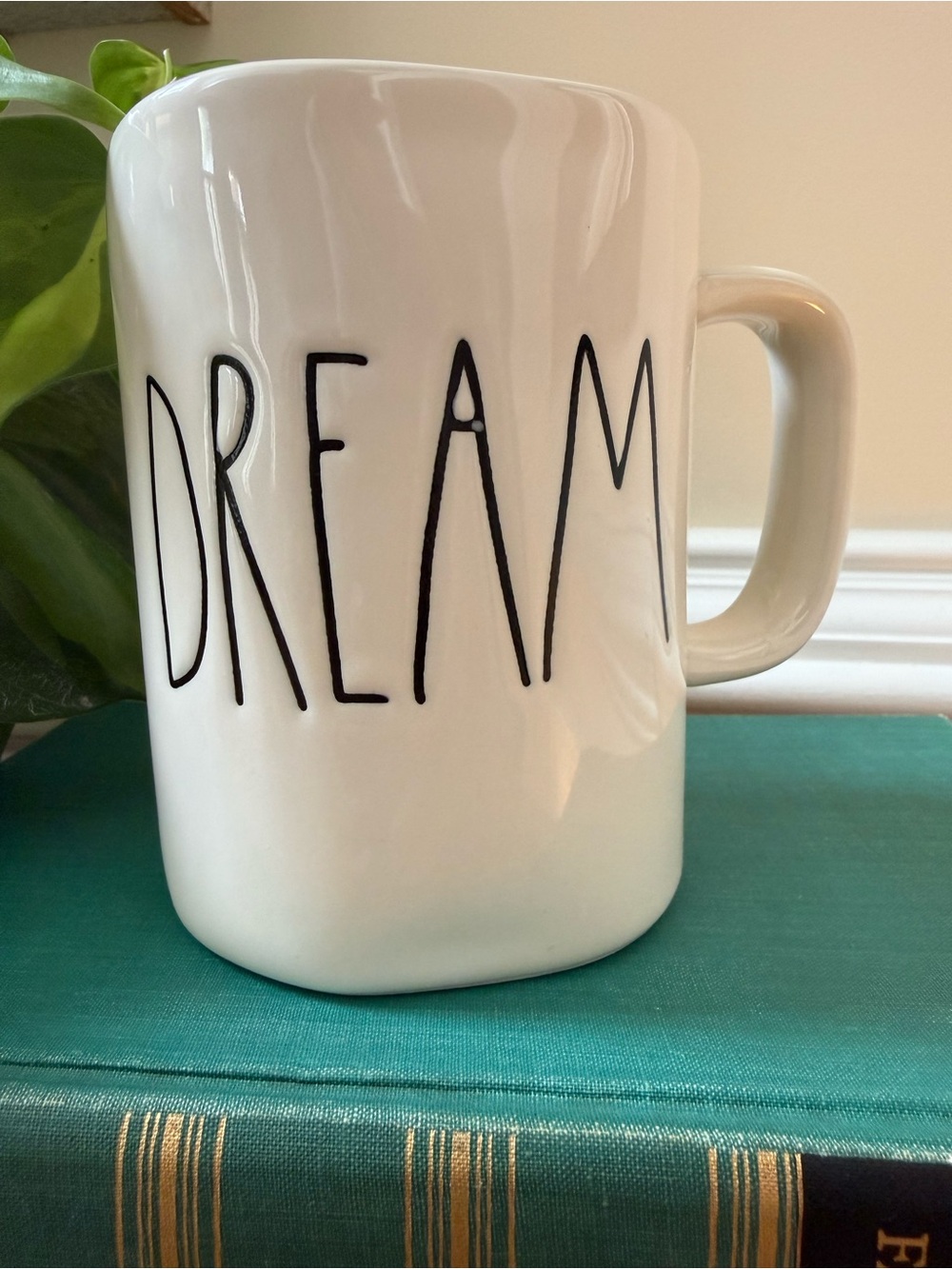 Rae Dunn Oversized Coffee Mug DREAM By Magenta - Ivory & Black